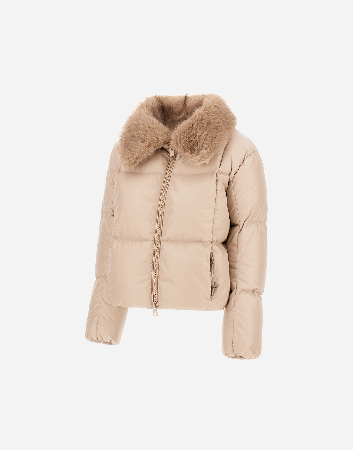 Faux Fur Collar Crop Puffer