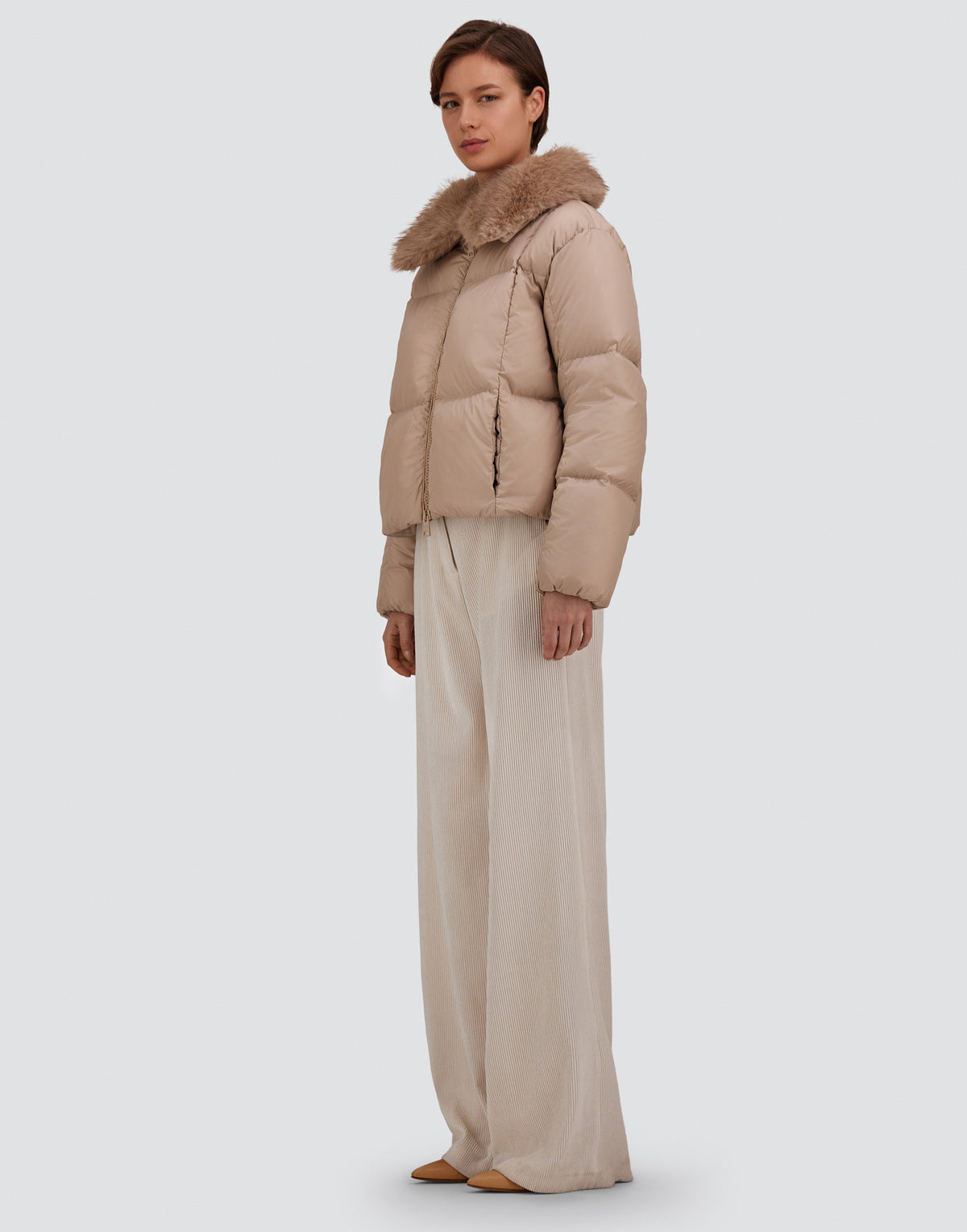 Faux Fur Collar Crop Puffer