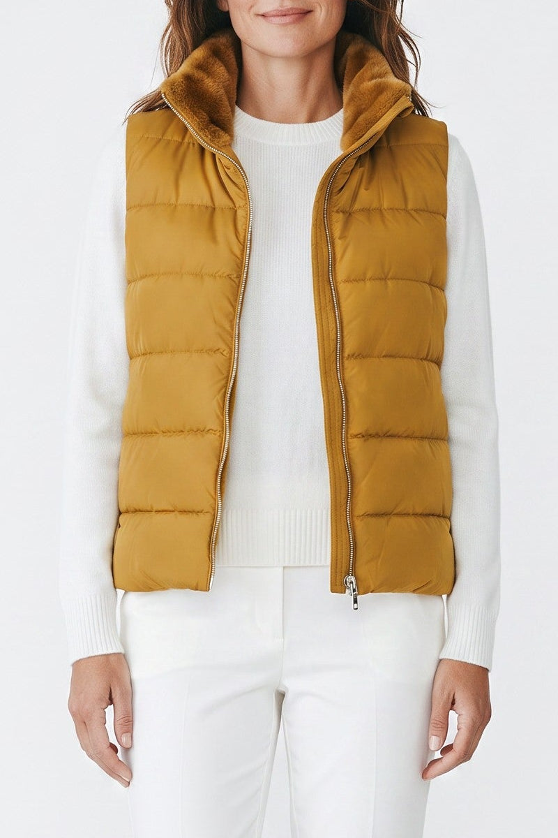 Faux Fur Collar Down Vest