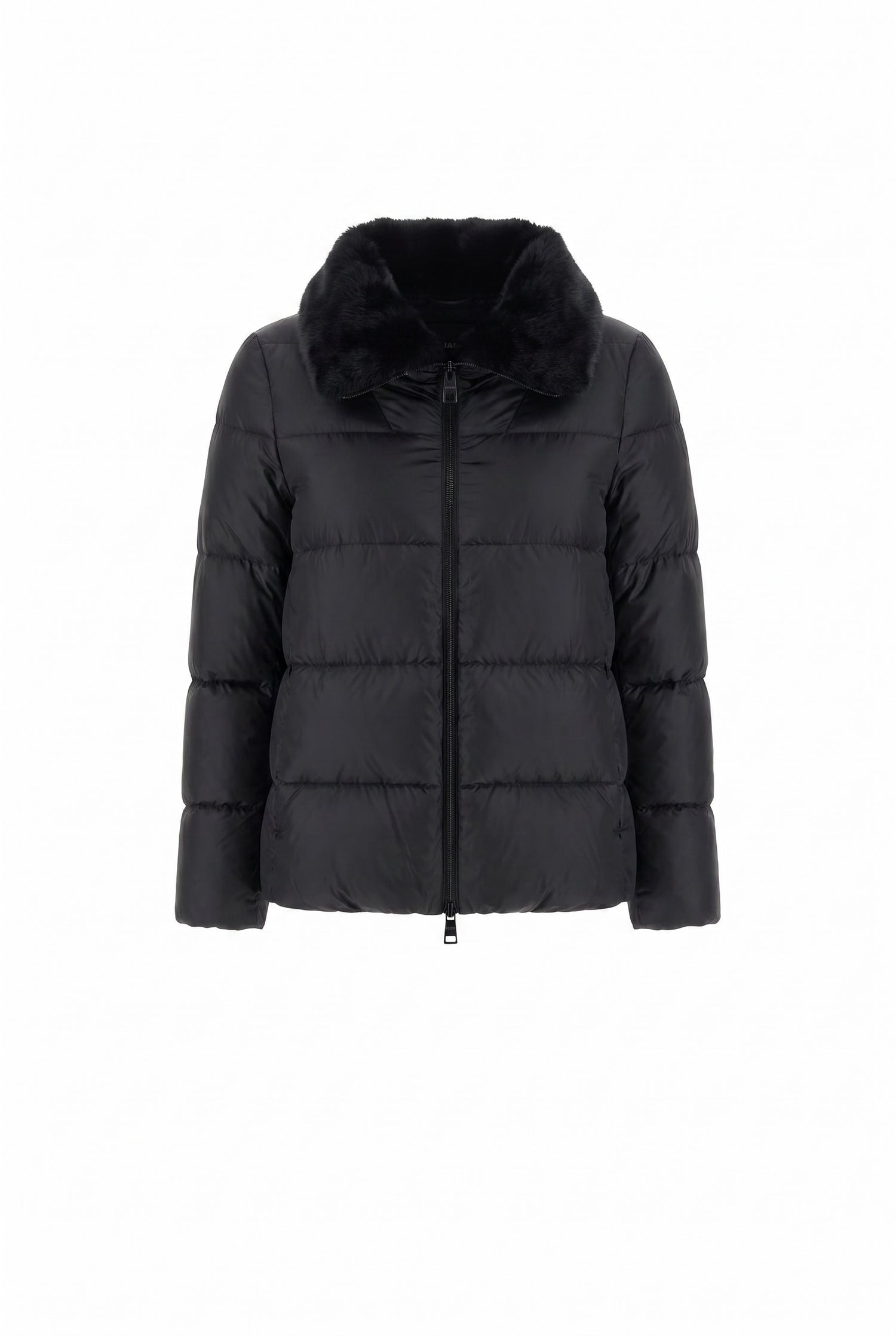 Faux Fur Collar Shiny Nylon Jacket