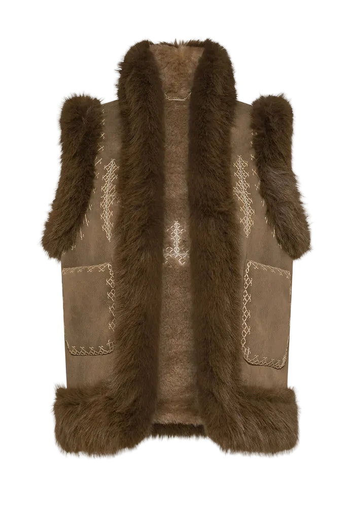 Faux Fur Trim Vest