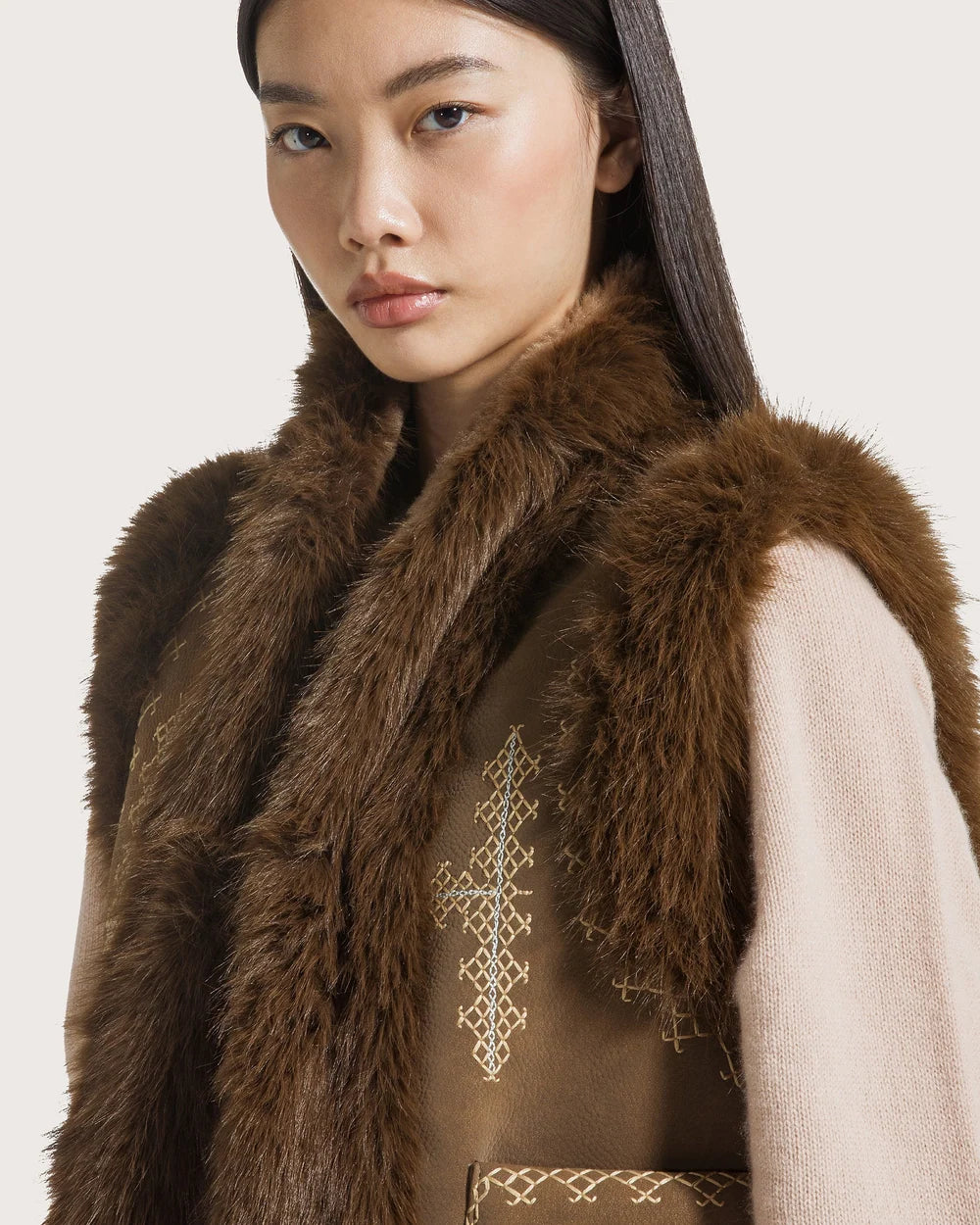 Faux Fur Trim Vest
