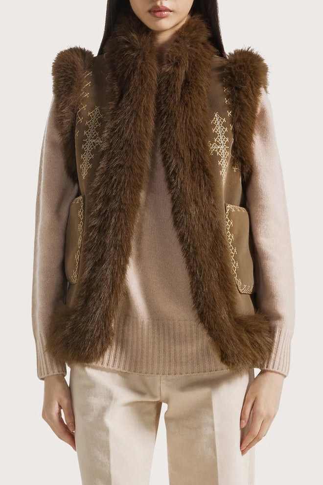 Faux Fur Trim Vest
