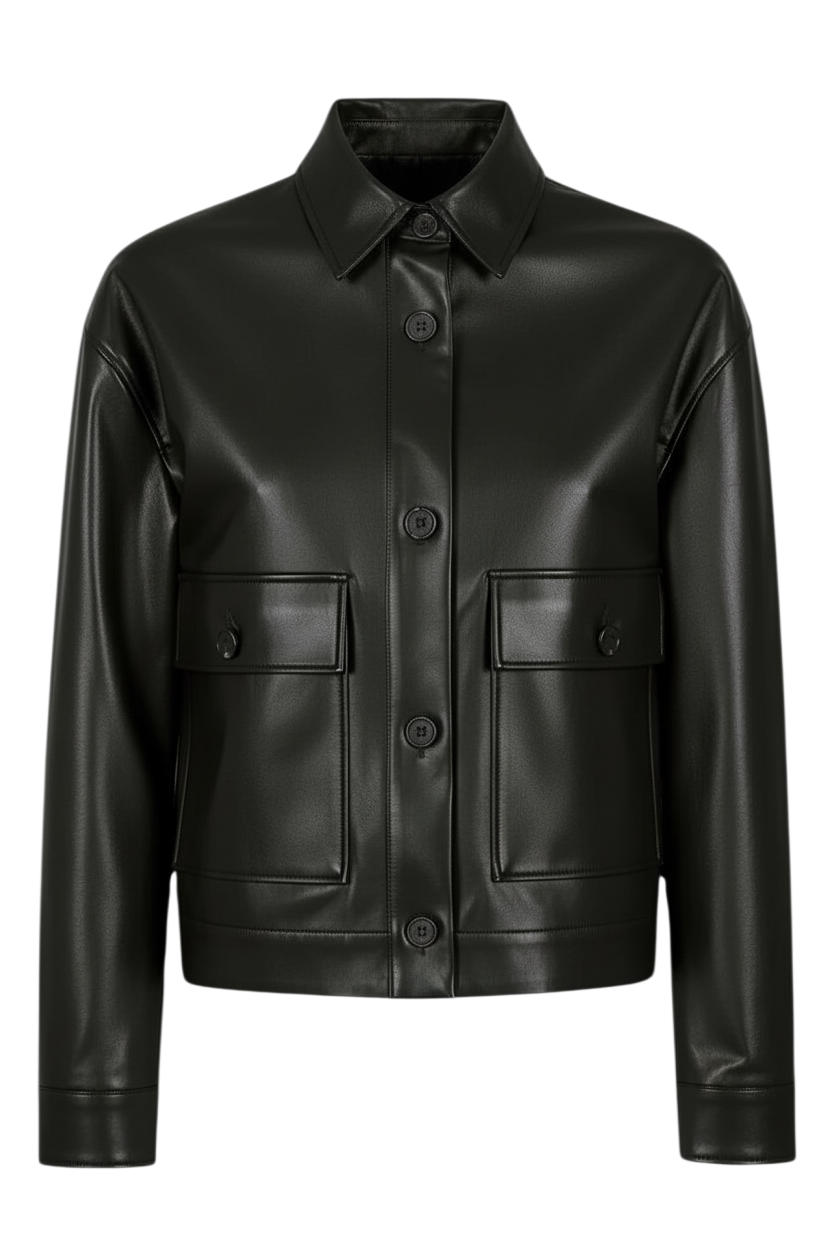 Faux Leather Cropped Jacket