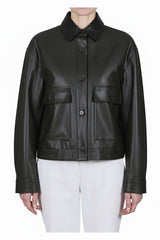 Faux Leather Cropped Jacket