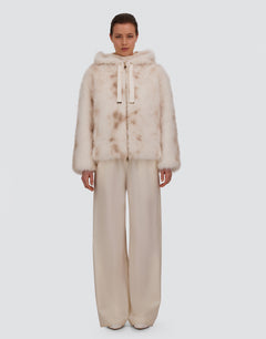 Herno GI000422D Open White faux fur hooded jacket - model alt