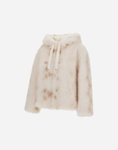 Herno GI000422D Open White faux fur hooded jacket - ghost alt