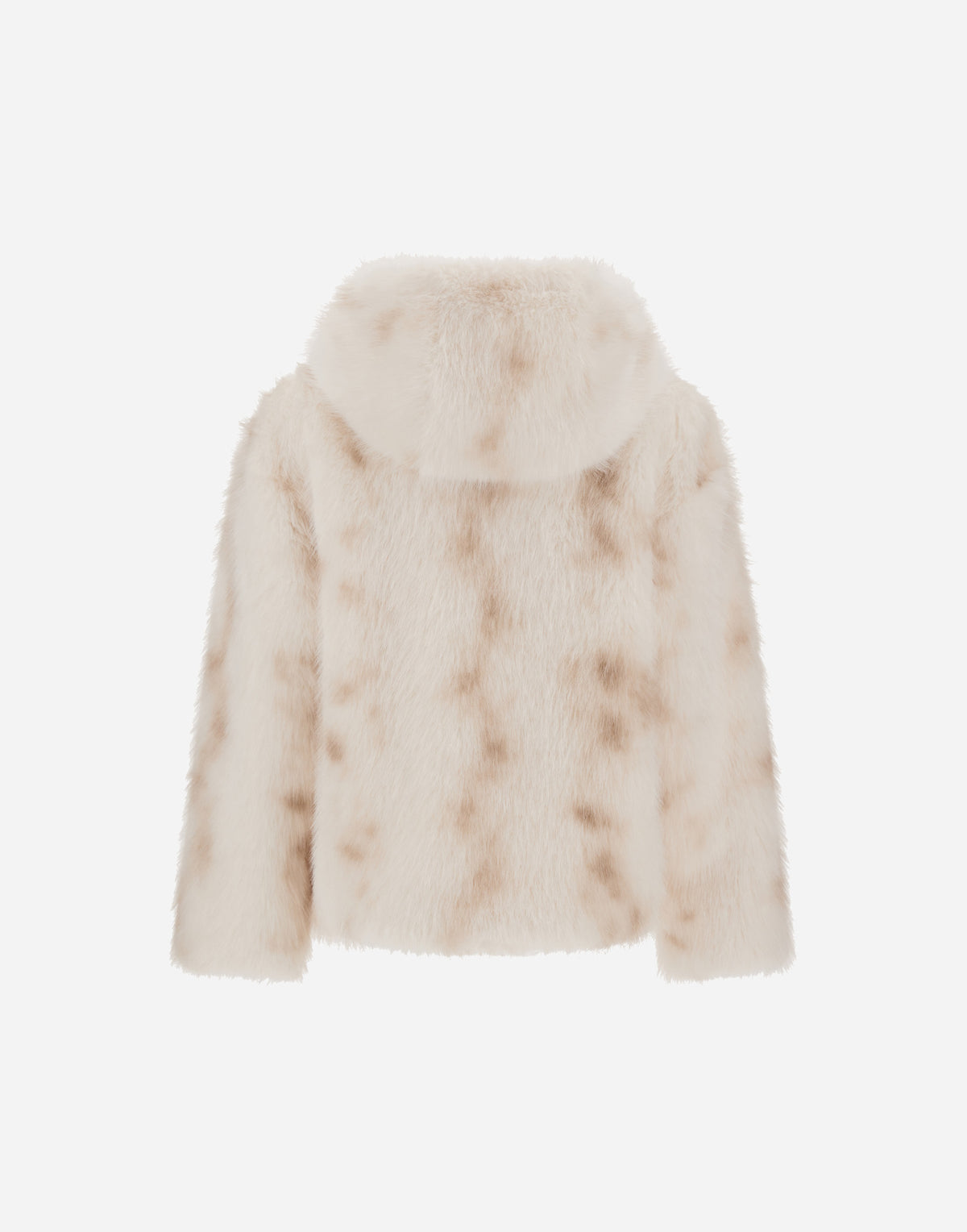 Herno GI000422D Open White faux fur hooded jacket - ghost back