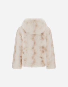 Herno GI000422D Open White faux fur hooded jacket - ghost back