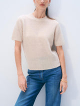 Featherweight Cashmere T Shirt in Natural Heather