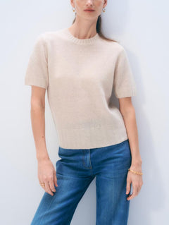 Featherweight Cashmere T Shirt in Natural Heather