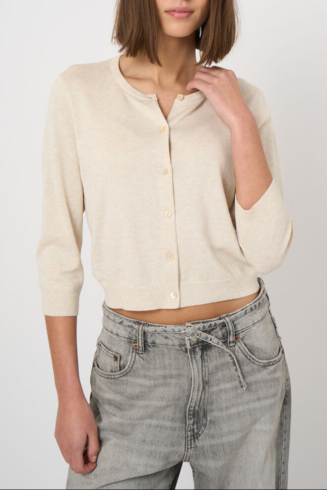 Fine Knit Cotton Blend Cardigan