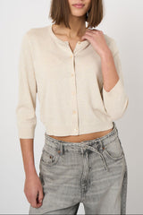 Fine Knit Cotton Blend Cardigan
