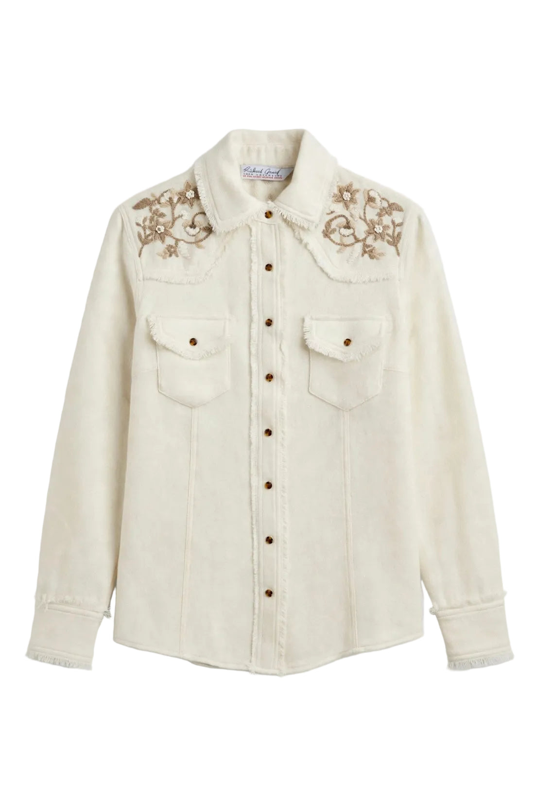Floral Embroidered Cashmere Shirt