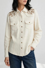 Floral Embroidered Cashmere Shirt