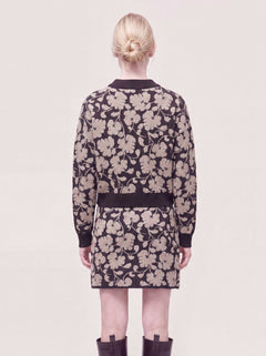 Andrè Maurice crew-neck sweater in floral jacquard, Nero Duna — back