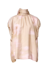 Flower Print Top with Knot Collar