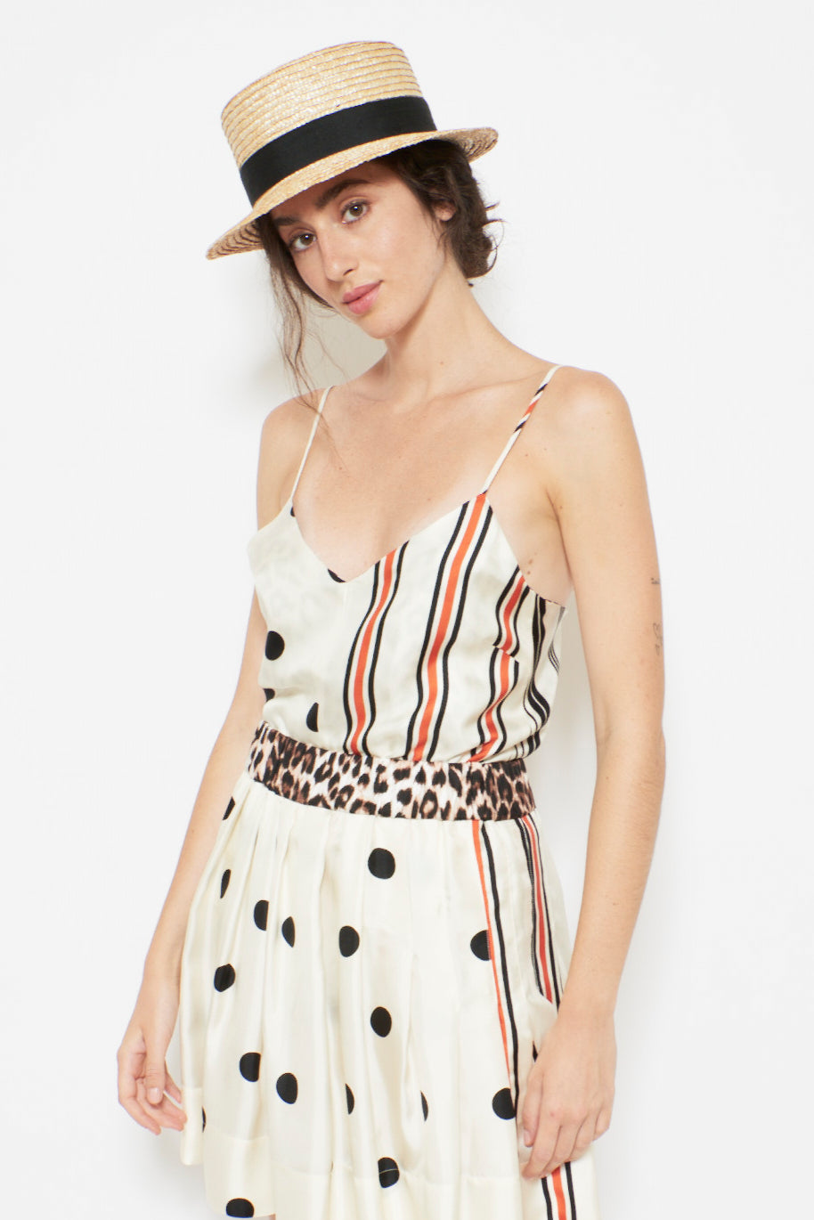 FRAGOLA Women’s Dress | Mix Pois Grosso Noir Ecru