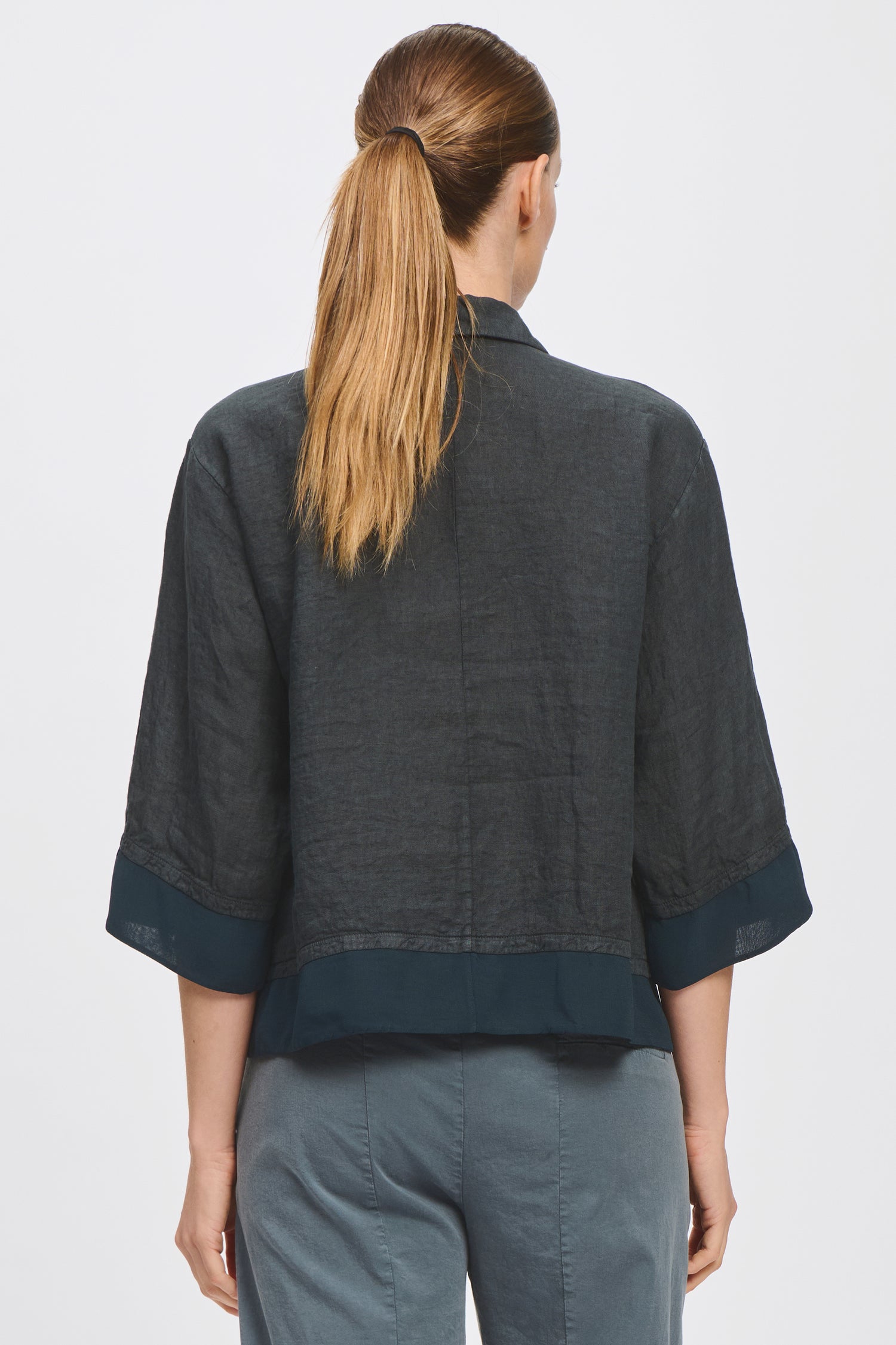 Georgette Trim 3/4 Linen Shirt