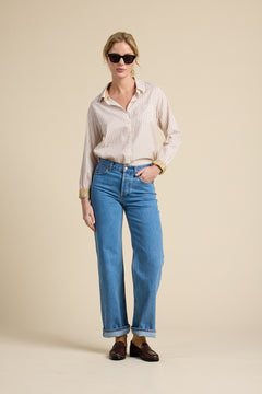 Gracie Shirt Carmel Stripe