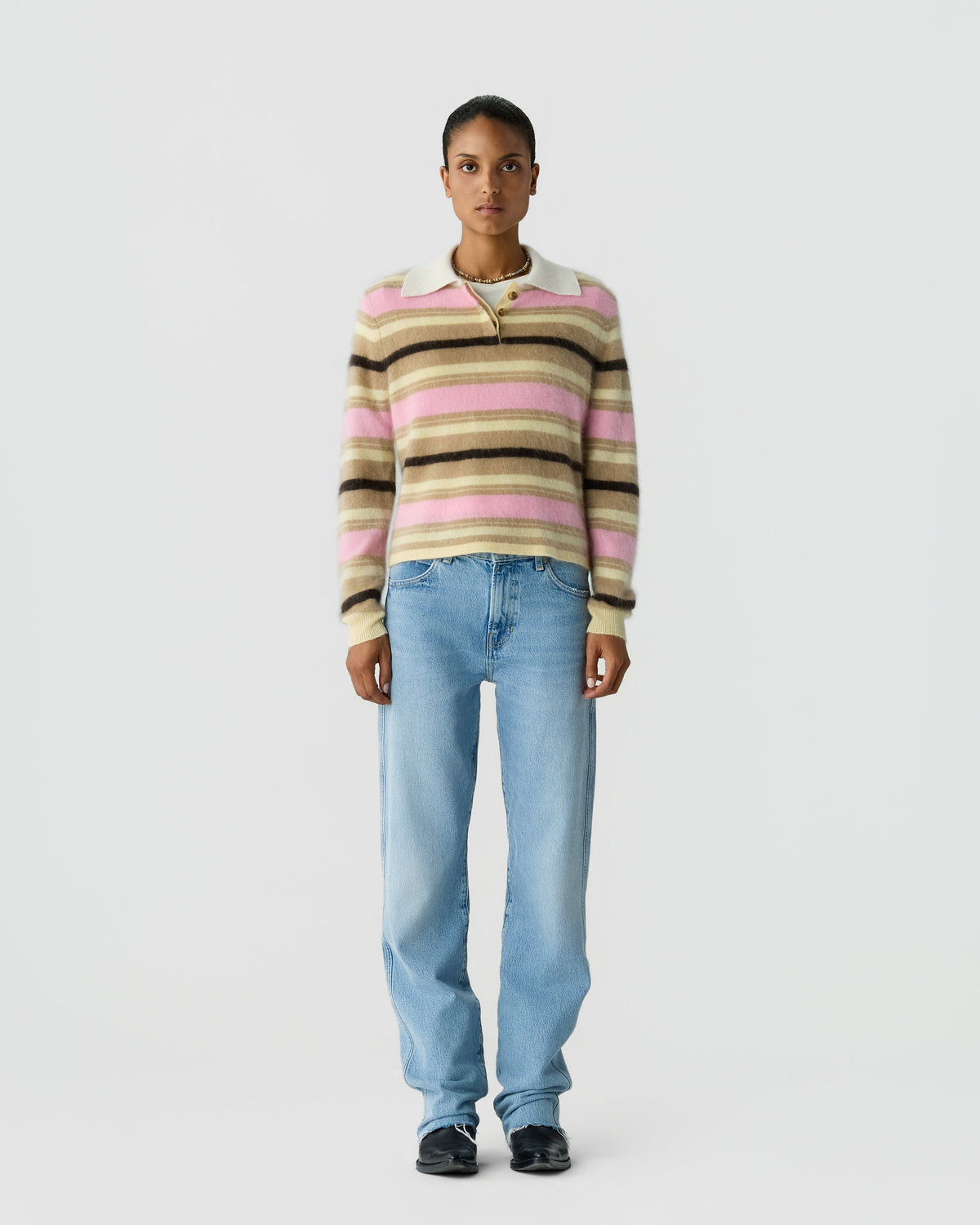 Guest In Residence Grizzly Cropped Rugby in Sprinkle Combo full length