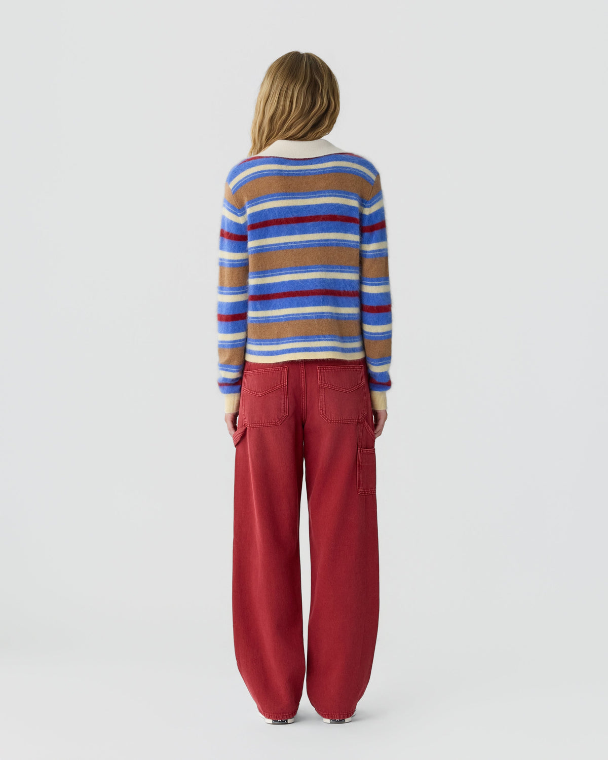 Guest In Residence Grizzly Cropped Rugby in Reservoir Combo back view