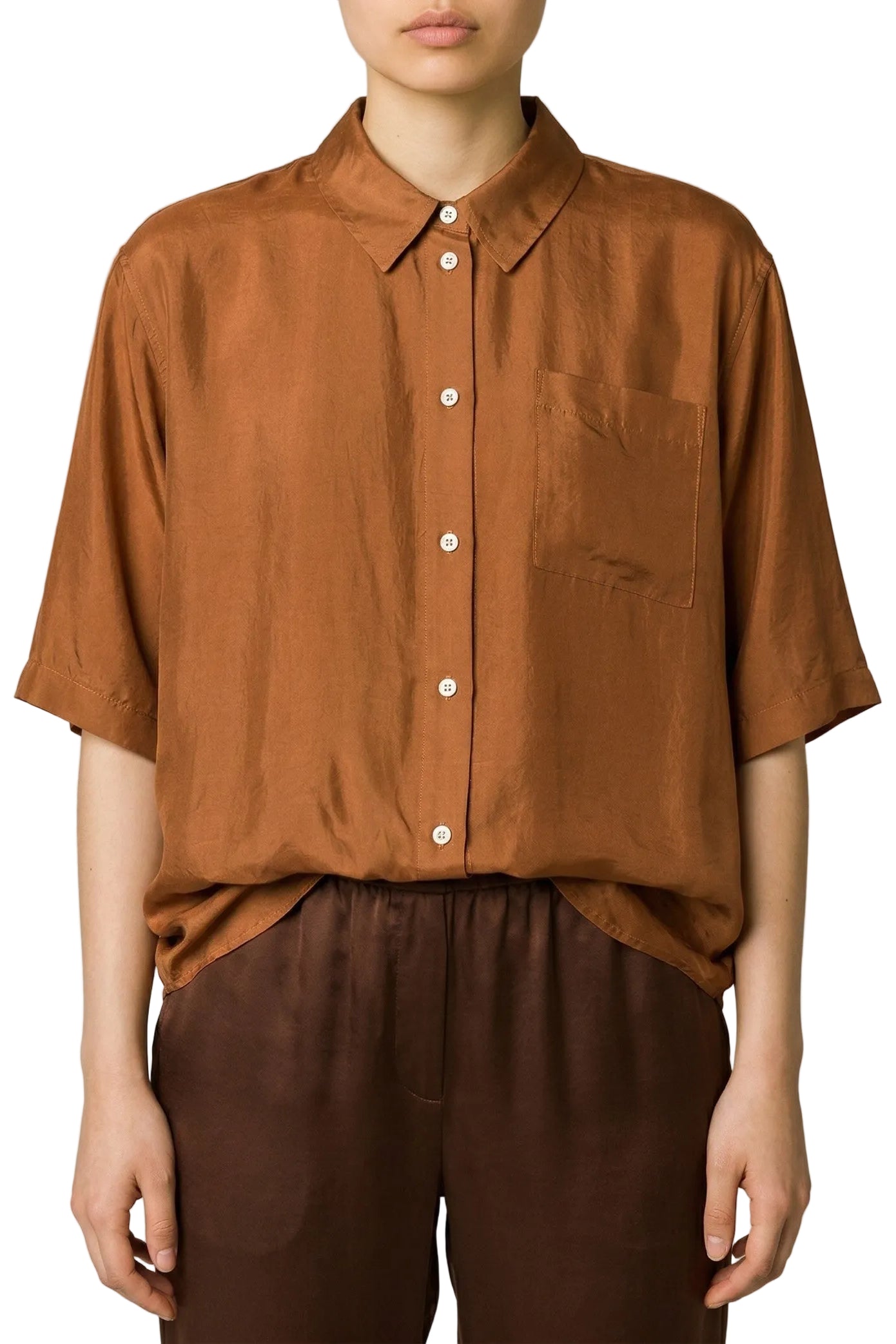 Habotai Silk Half Sleeves Shirt