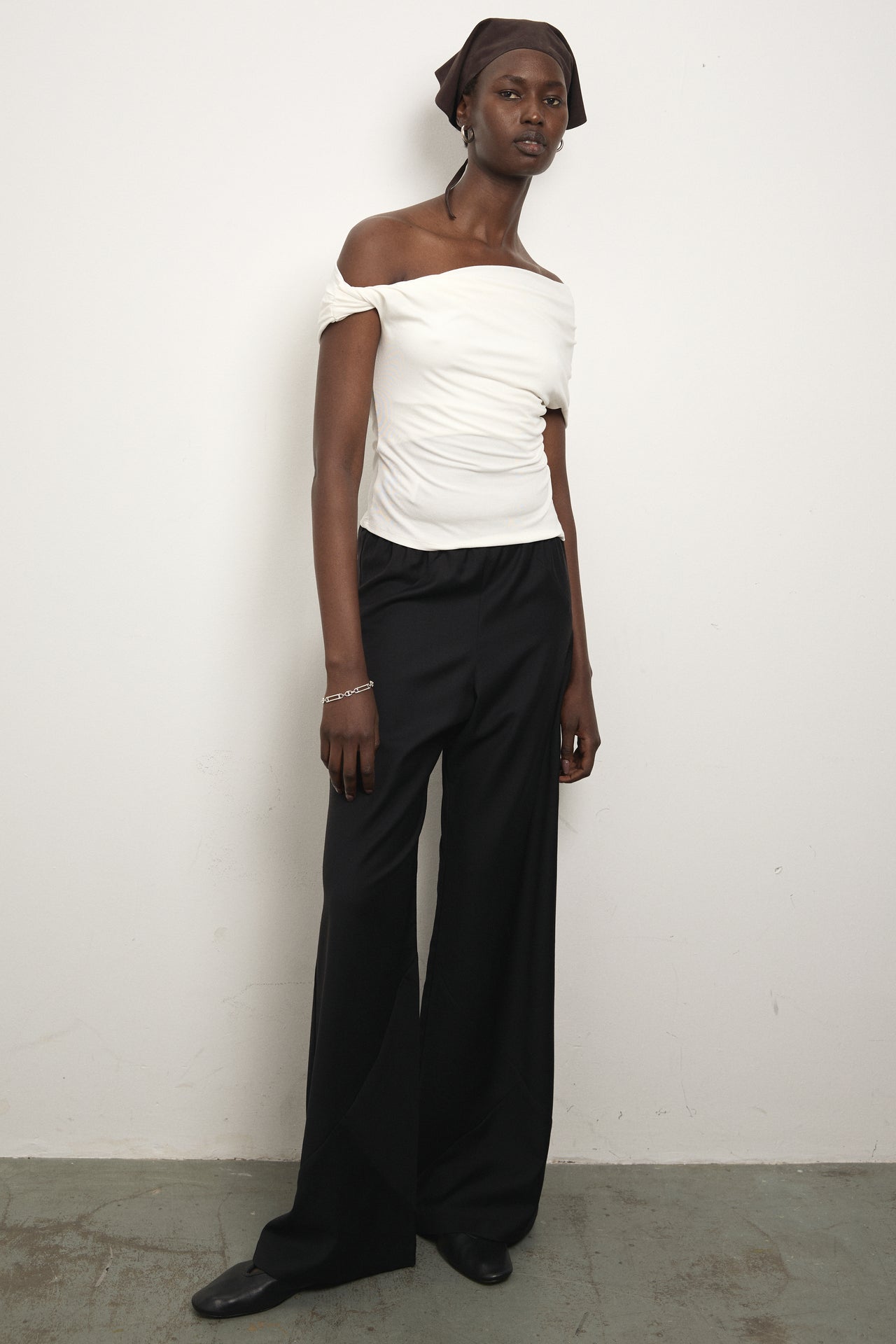 Ida Top One-Shoulder Fitted Cupro Rib Top | Ivory