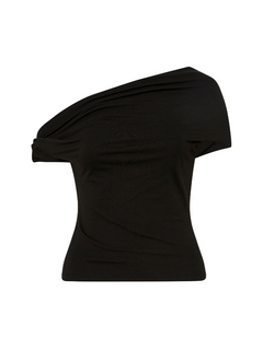 Ida Top One-Shoulder Fitted Cupro Rib Top | Ivory
