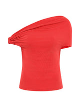 Ida Top One-Shoulder Fitted Cupro Rib Top | Ivory