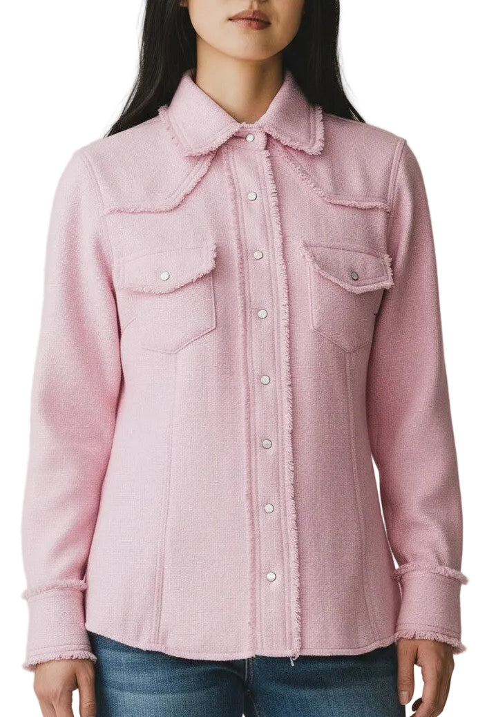 Knit Snap Shirt With Fringe