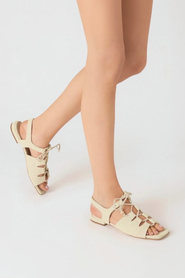 Lace-Up Leather Sandal