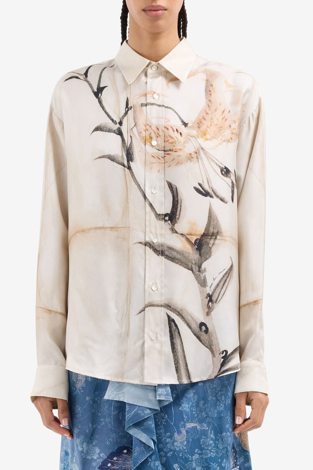 Lily Print Silk Shirt