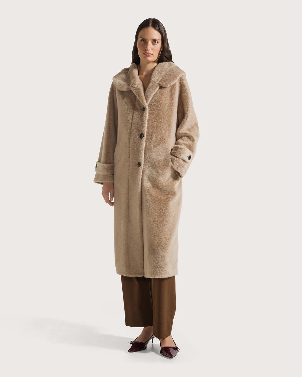 Long Faux Fur Coat with Hood