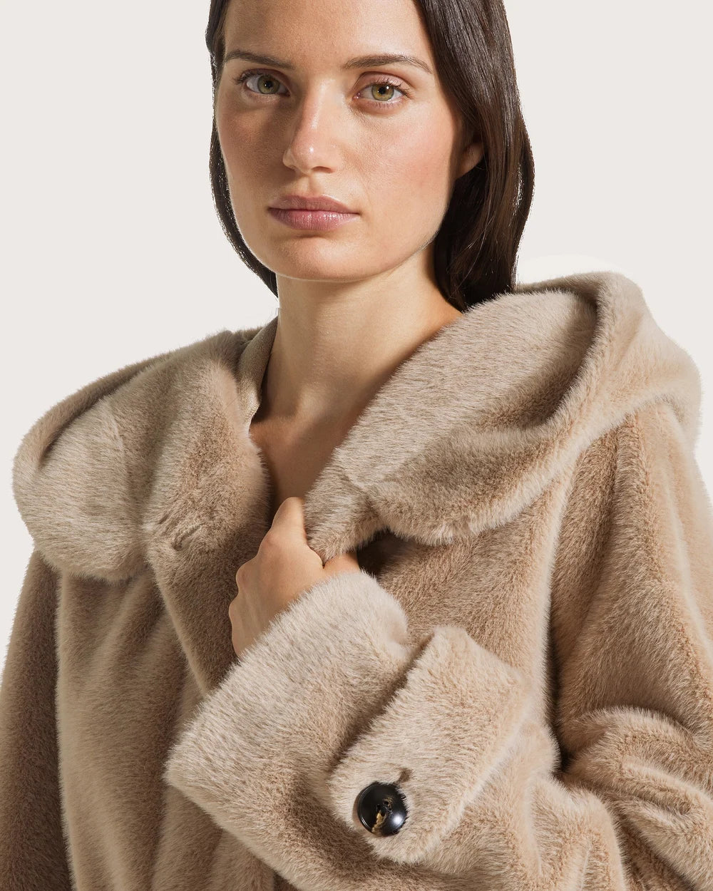 Long Faux Fur Coat with Hood