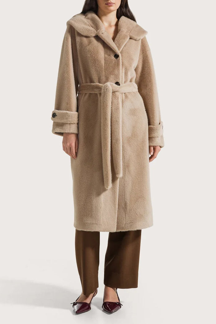 Long Faux Fur Coat with Hood