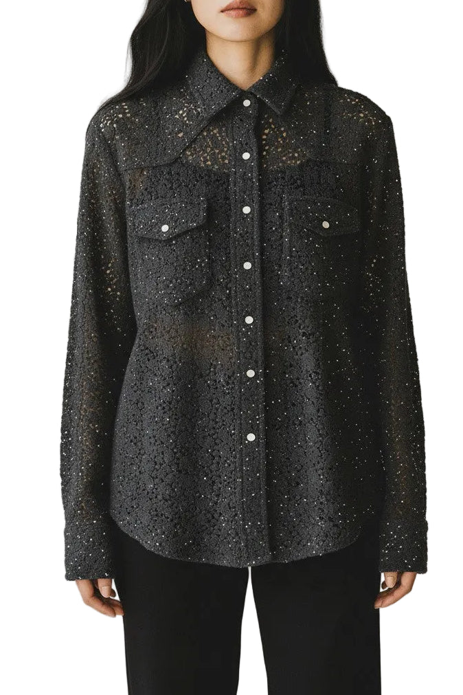 Macrame Lace Snap Shirt