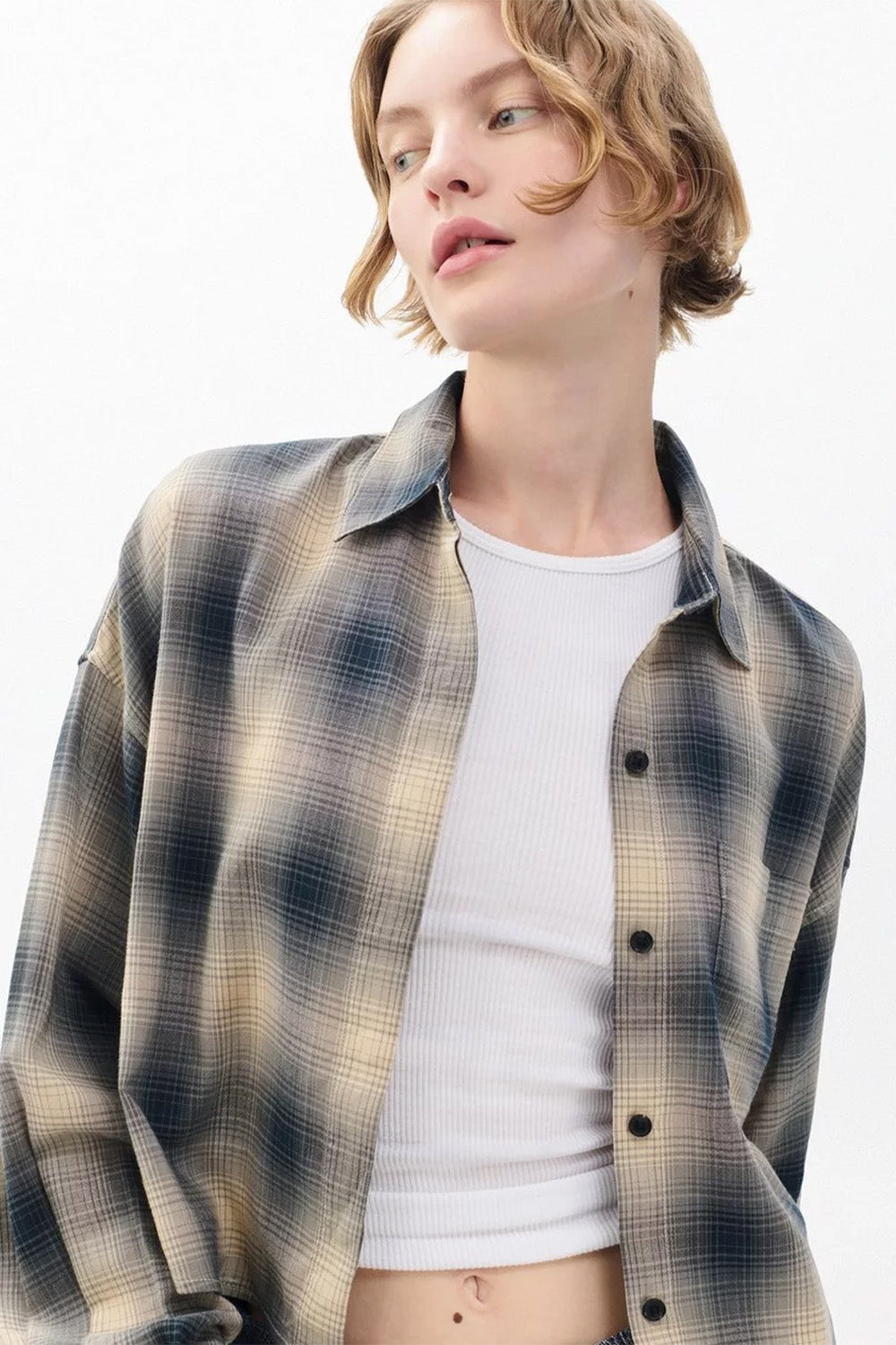 Marin Cropped Plaid Shirt