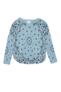Kujten Mela Bandana cashmere sweater, blue colorway - packshot