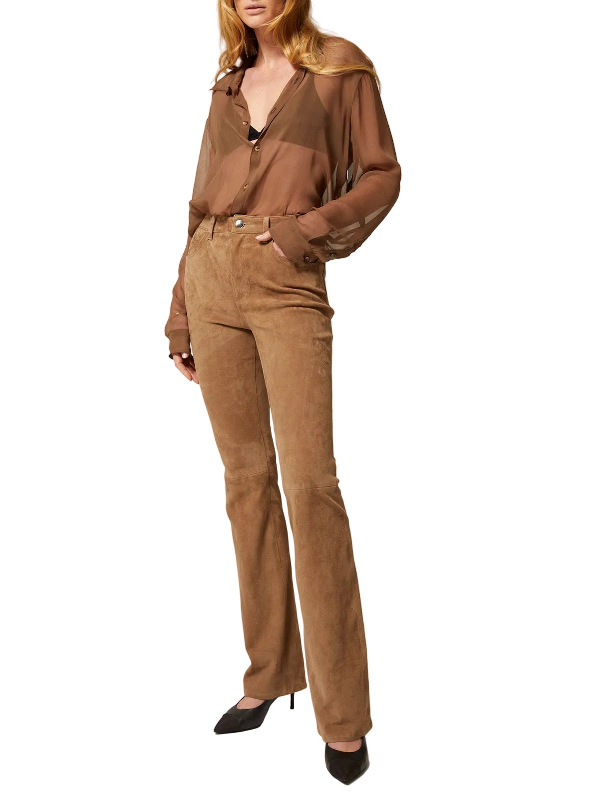 Micro Flare Suede Pants