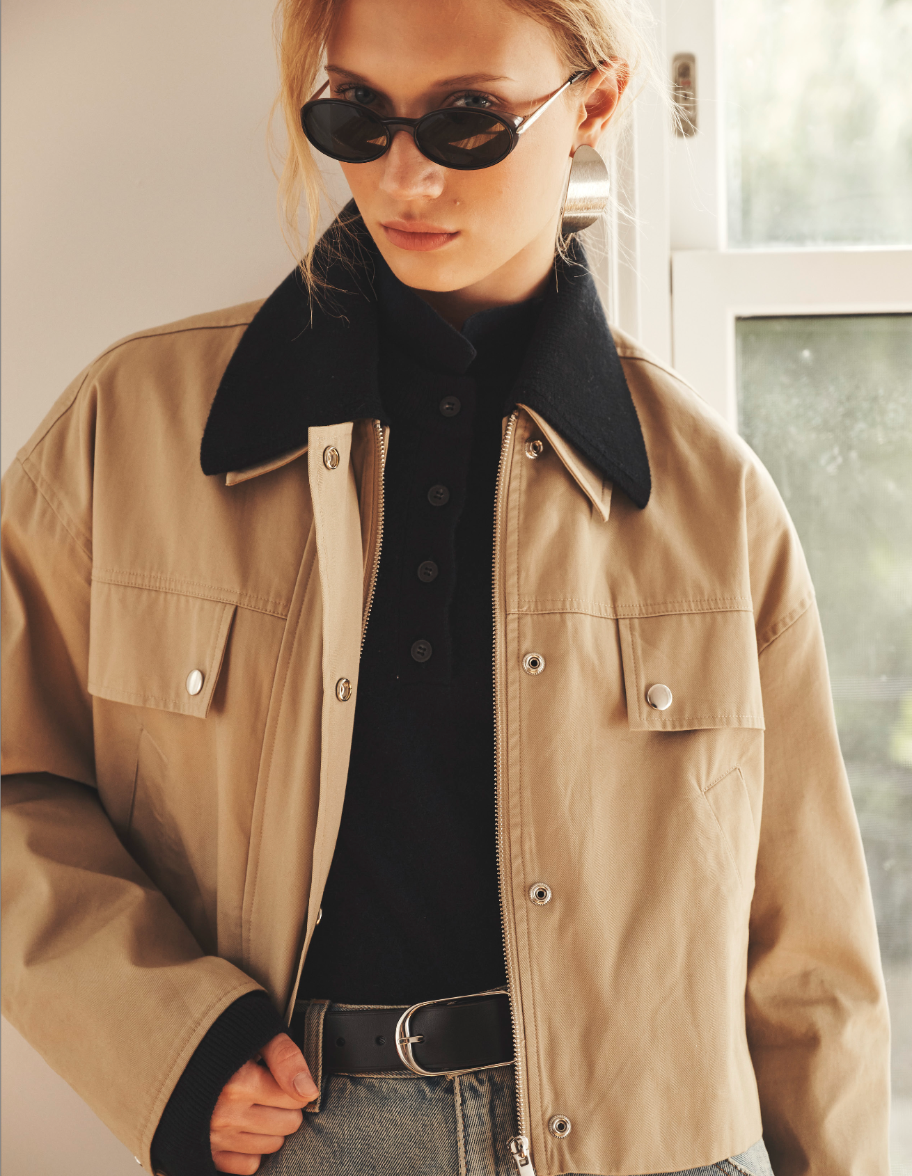 Cotton Cashmere Mixed Media Barn Jacket