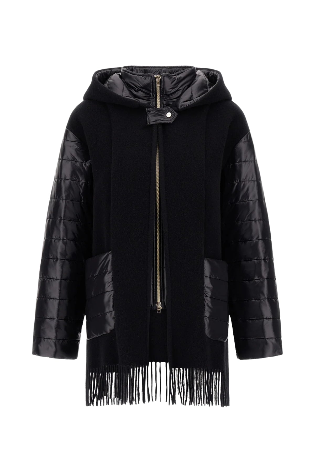 Herno GC000625D Black hooded coat - main cropped shot