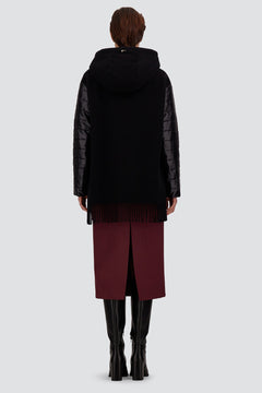 Herno GC000625D Black hooded coat - model back