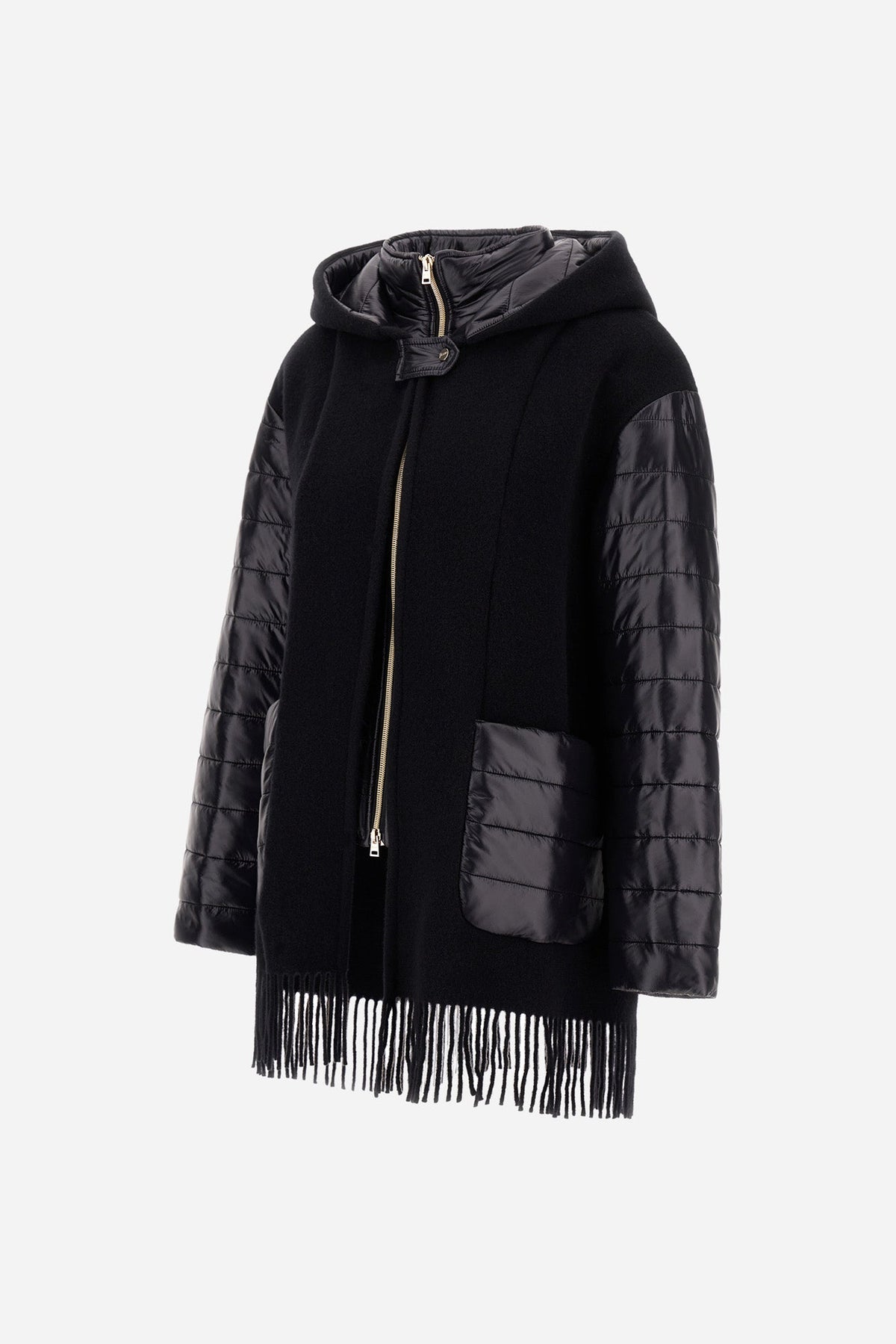 Herno GC000625D Black hooded coat - ghost alt