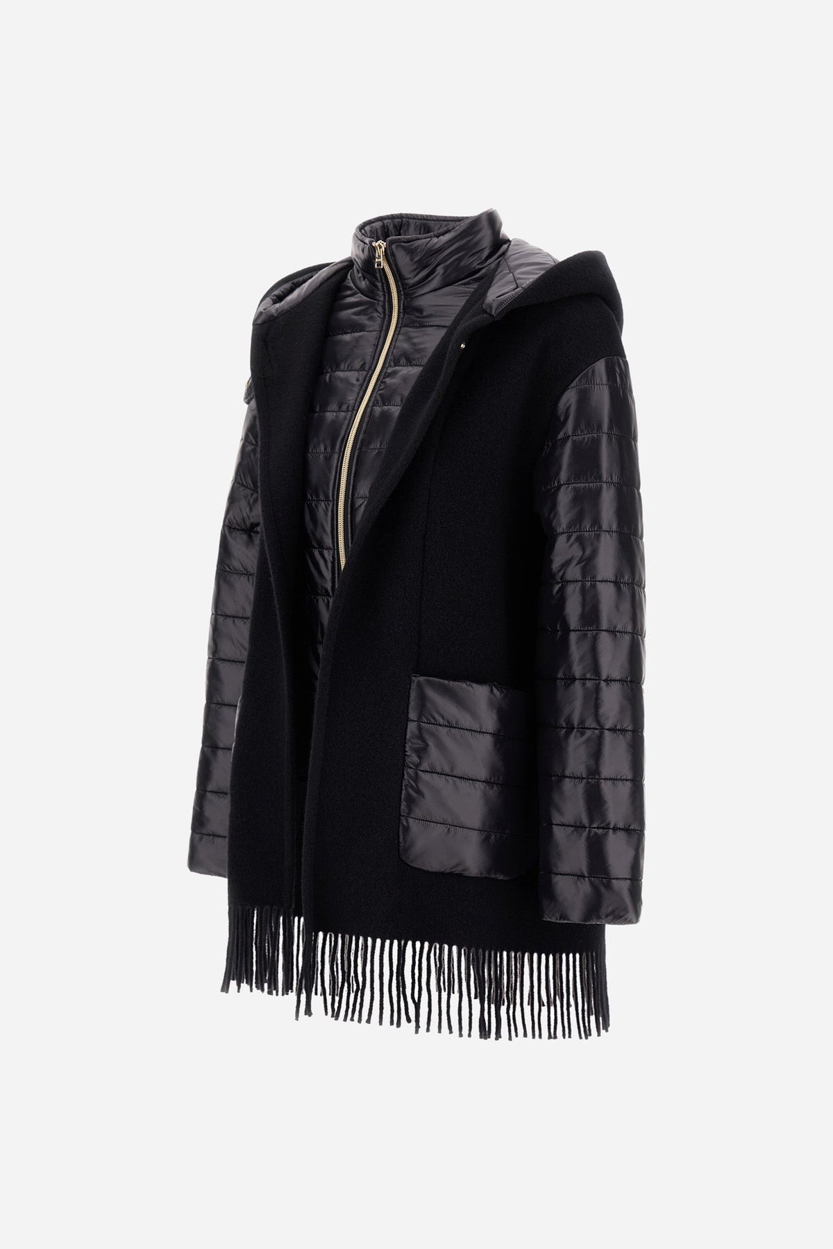 Herno GC000625D Black hooded coat - ghost side