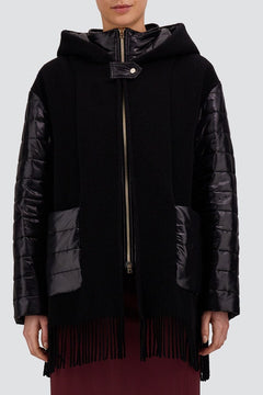 Herno GC000625D Black hooded coat - model alt