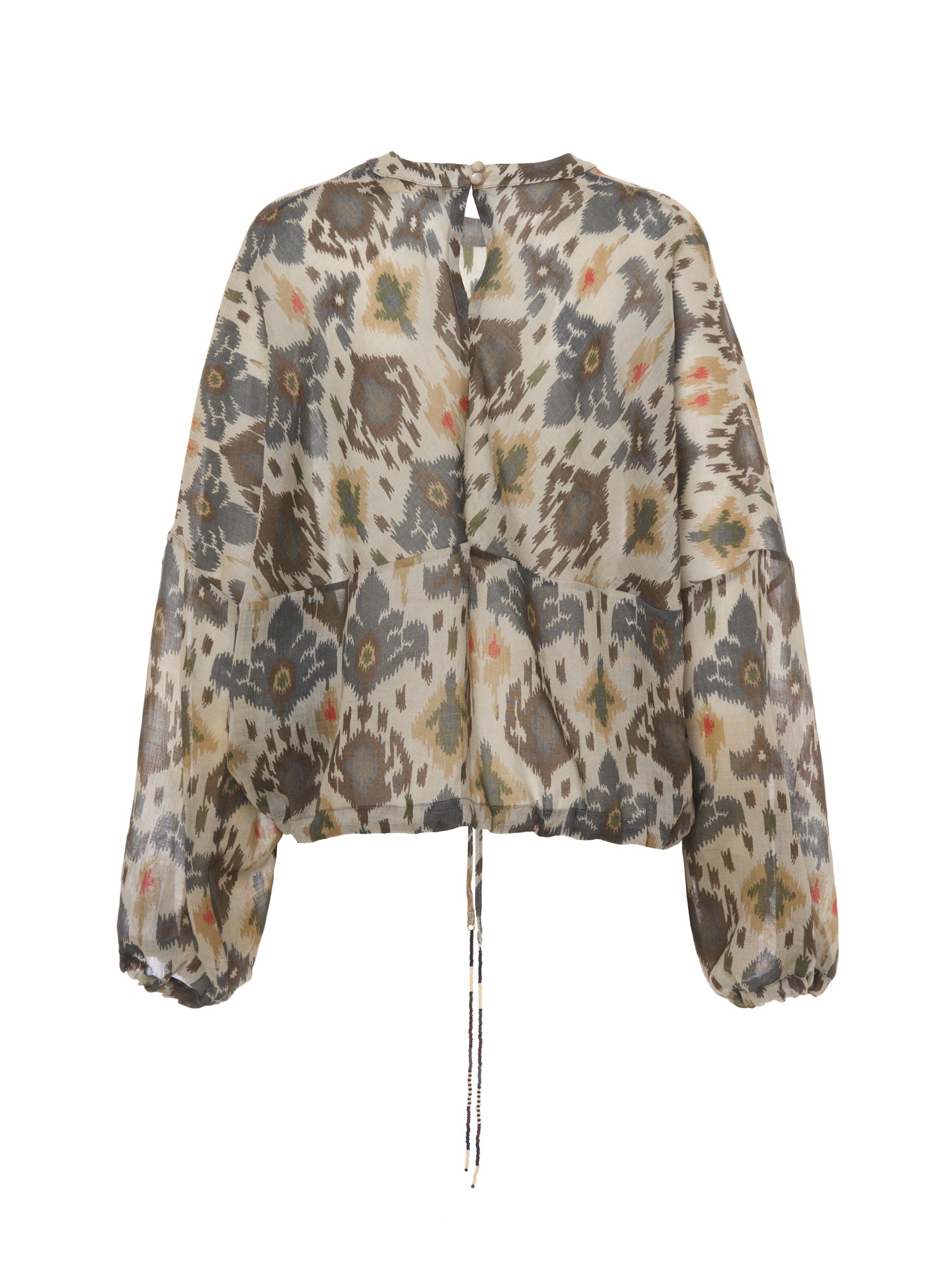 Elegant printed ramie blouse