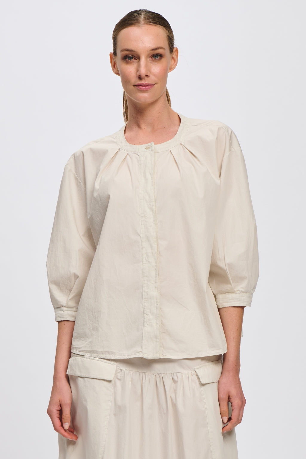 Oversized Cotton Shirt With Front Pleats