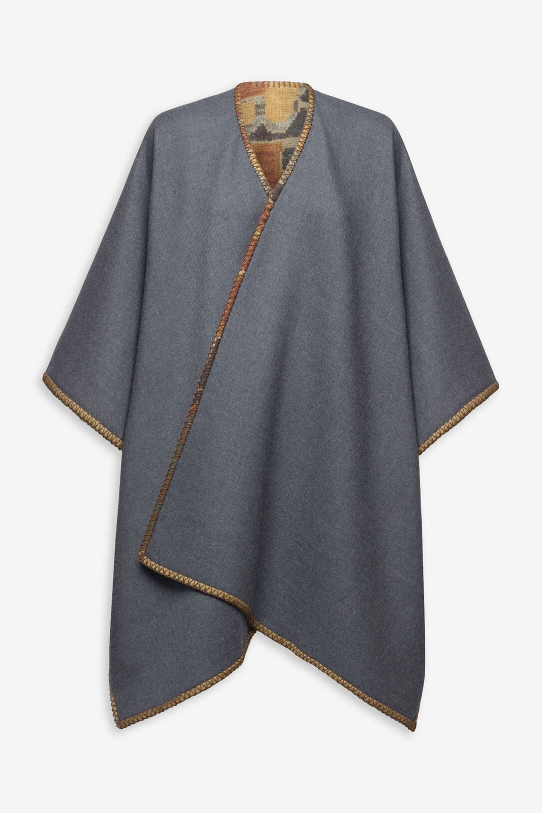 Pancake Wool Poncho Cape