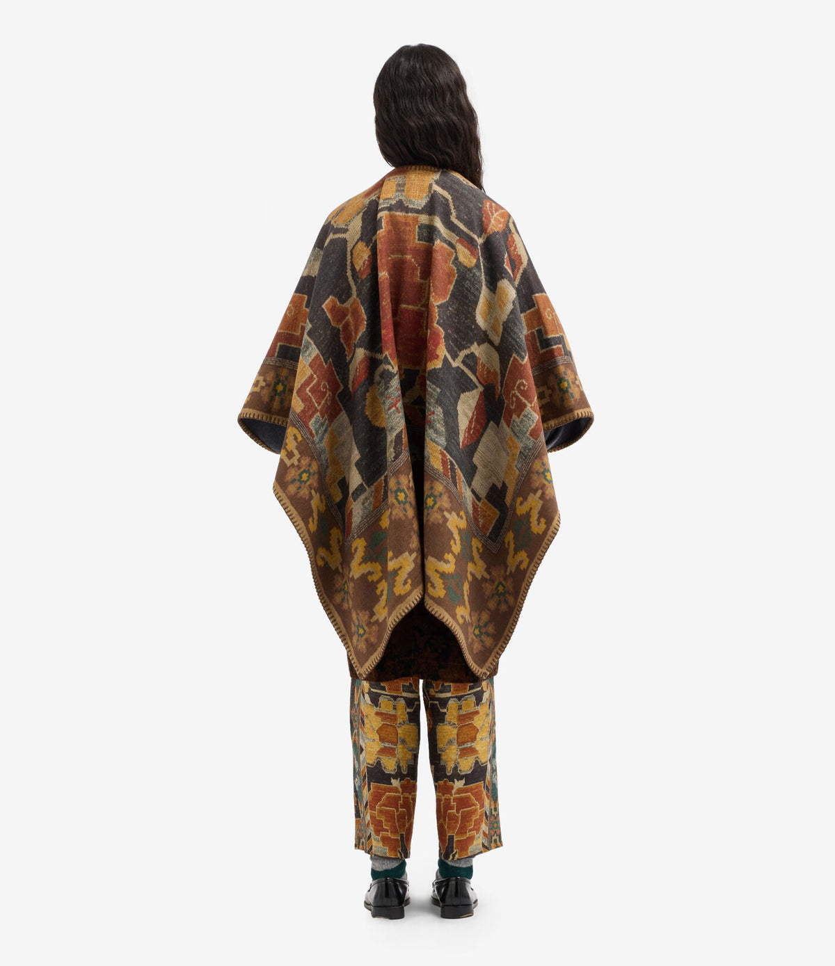Pancake Wool Poncho Cape